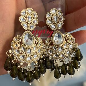 Gold and Silver Crystal Chandelier Earrings